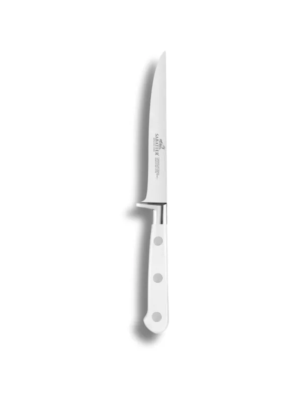 Couteau à Désosser IDEAL TOQUE BLANCHE 100% Forgé - 13 cm - Lame Fine et Flexible et Rivets en Inox - Sabatier