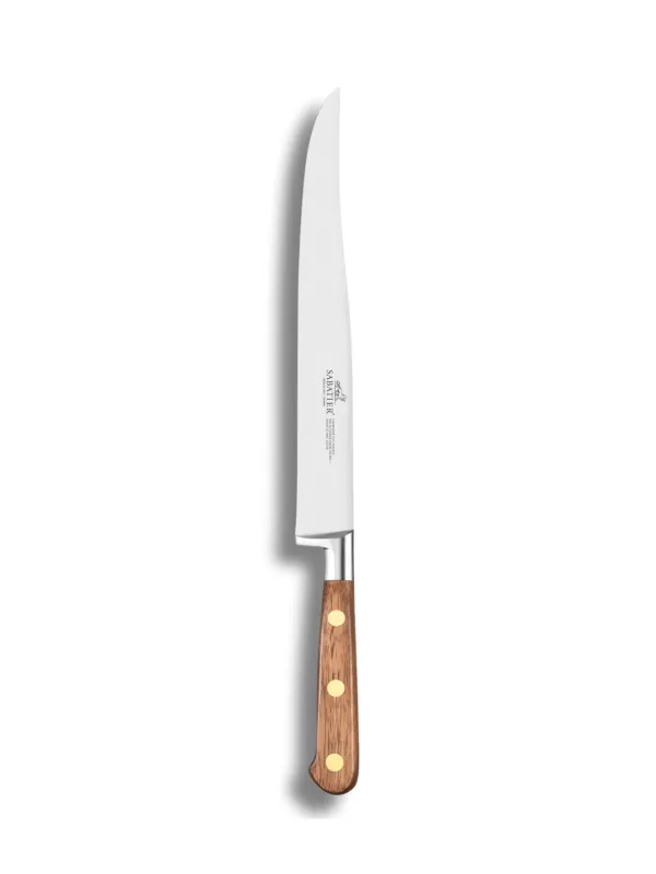 Couteau à Découper IDEAL PERIGORD 100% Forgé - 20 cm - Lame Inox et Rivets en Laiton  - Sabatier