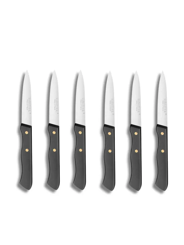 Set de 6 couteaux Office SERIE 197 - 8 cm - Lame Inox et Rivets en Laiton - Sabatier