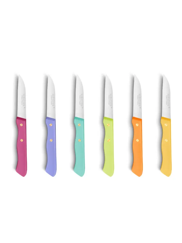 Set de 6 couteaux Office Stylet SERIE 197 - 7 cm - Lame Inox et Rivets en Laiton  - Sabatier