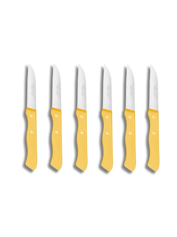 Set de 6 couteaux Office Stylet SERIE 197 - 7 cm - Lame Inox et Rivets en Laiton  - Sabatier