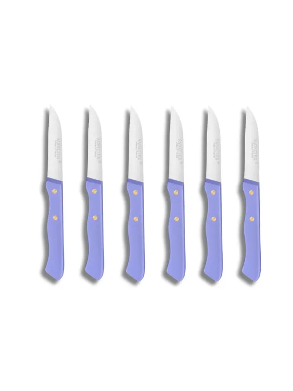 Set de 6 couteaux Office Stylet SERIE 197 - 7 cm - Lame Inox et Rivets en Laiton  - Sabatier