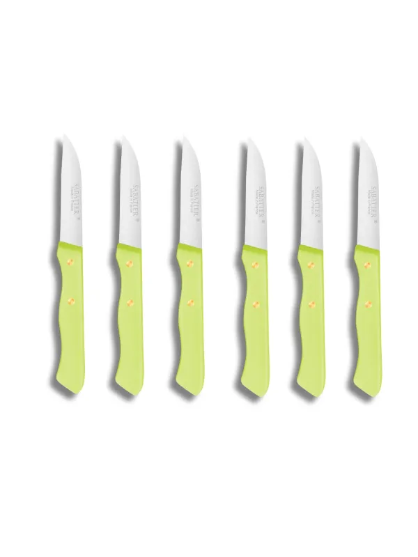 Set de 6 couteaux Office Stylet SERIE 197 - 7 cm - Lame Inox et Rivets en Laiton  - Sabatier