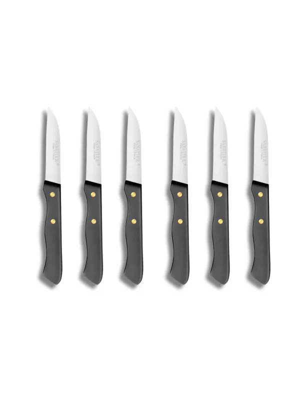 Set de 6 couteaux Office Stylet SERIE 197 - 7 cm - Lame Inox et Rivets en Laiton  - Sabatier