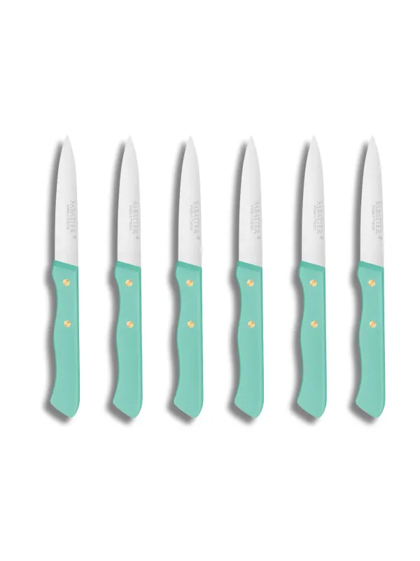 Set de 6 couteaux Office SERIE 197 - 8 cm - Lame Inox et Rivets en Laiton - Sabatier