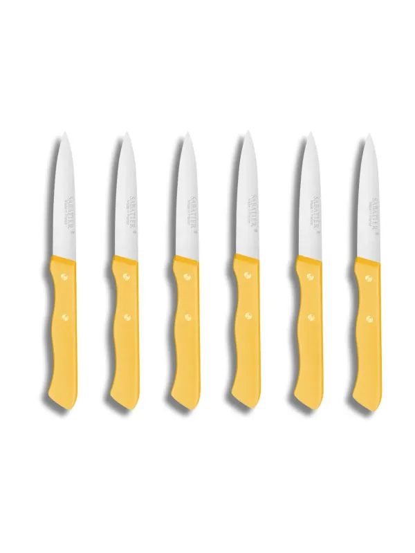 Set de 6 couteaux Office SERIE 197 - 8 cm - Lame Inox et Rivets en Laiton - Sabatier