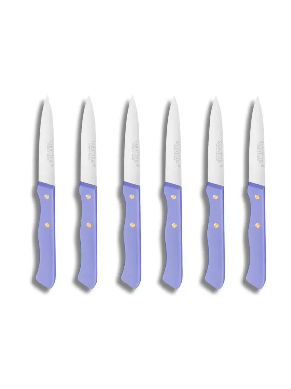 Set de 6 couteaux Office SERIE 197 - 8 cm - Lame Inox et Rivets en Laiton - Sabatier