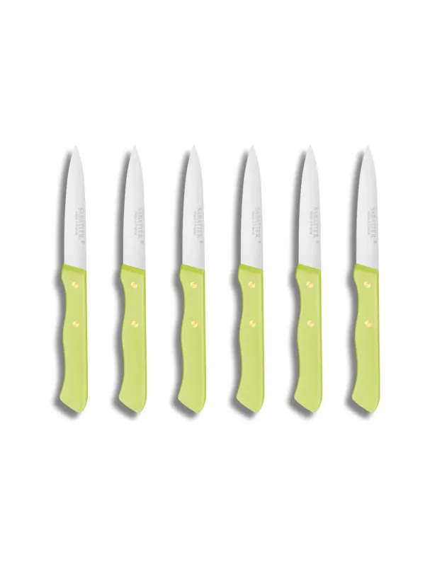 Set de 6 couteaux Office SERIE 197 - 8 cm - Lame Inox et Rivets en Laiton - Sabatier
