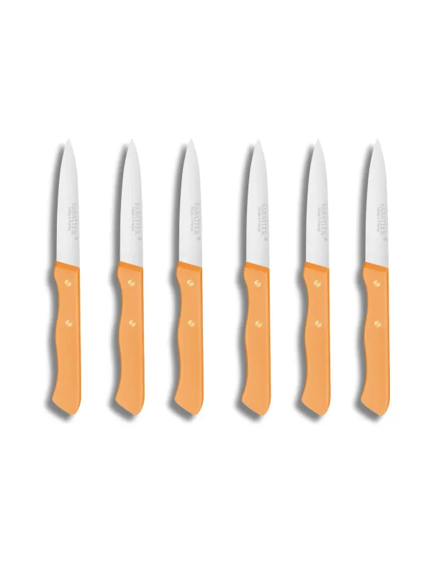 Set de 6 couteaux Office SERIE 197 - 8 cm - Lame Inox et Rivets en Laiton - Sabatier