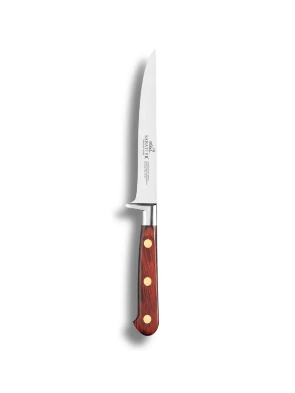 Couteau à Désosser IDEAL SAVEUR 100% Forgé - 13 cm - Lame Inox et Flexible et Rivets en Laiton - Sabatier
