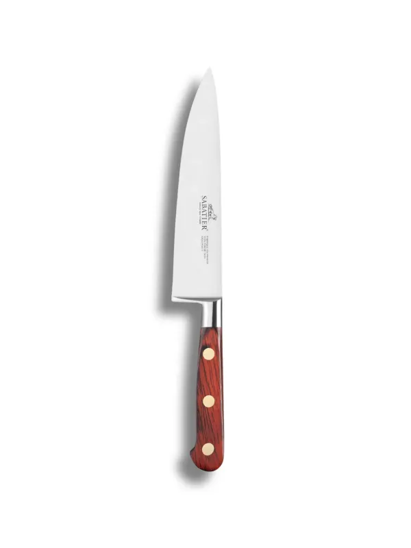Couteau Chef IDEAL SAVEUR 100% Forgé - 15 cm - Lame Inox et Rivets en Laiton - Sabatier