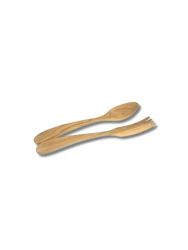 Couverts à salade parisiens olivier 35 cm gravés SABATIER - Sabatier